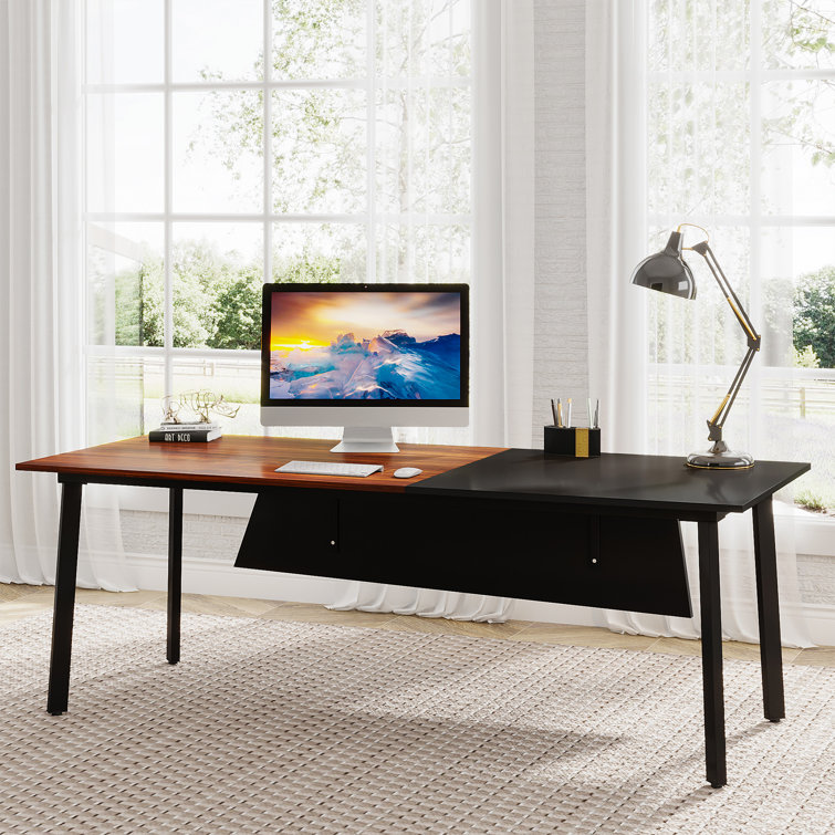 Ebern Designs Large Wooden Executive Desk Wayfair